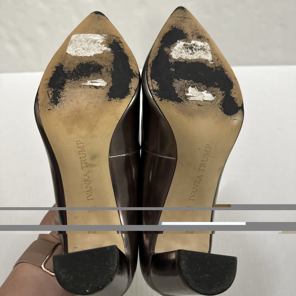 Ivanka Trump LYSA Silver Patent Leather Size 6M Slip On Block Heel Pumps - Picture 10 of 11